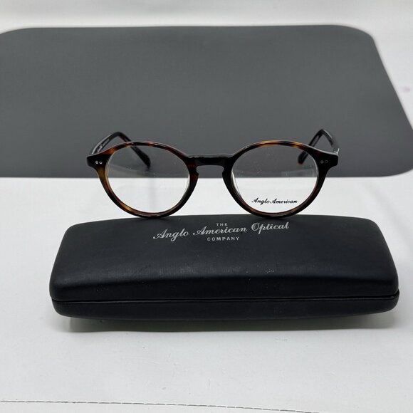 Anglo American Optical Mod 406 TO 47mm Dark Tortoise Glasses England 47 [] 21 - Picture 2 of 12